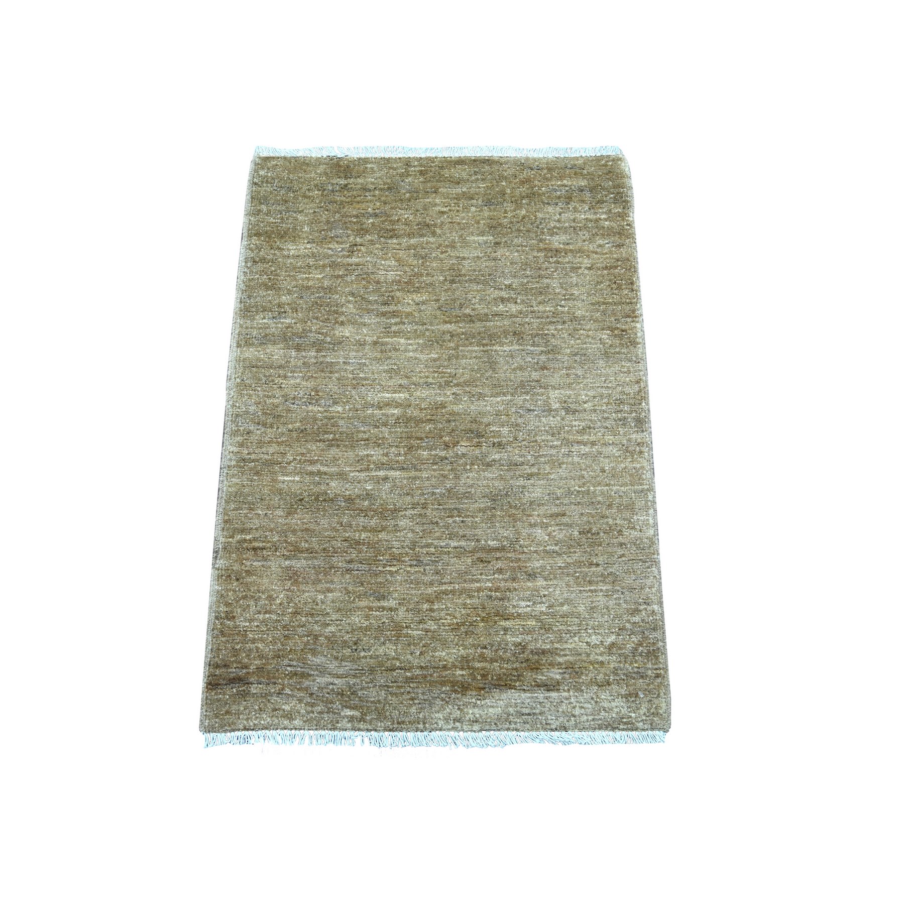 2'1"x3' Coffee Brown, Plain Solid Pattern, Hand Knotted, Hand Spun Ghazni Wool, Lush and Plush, Mat, Sample, Oriental Rug 
